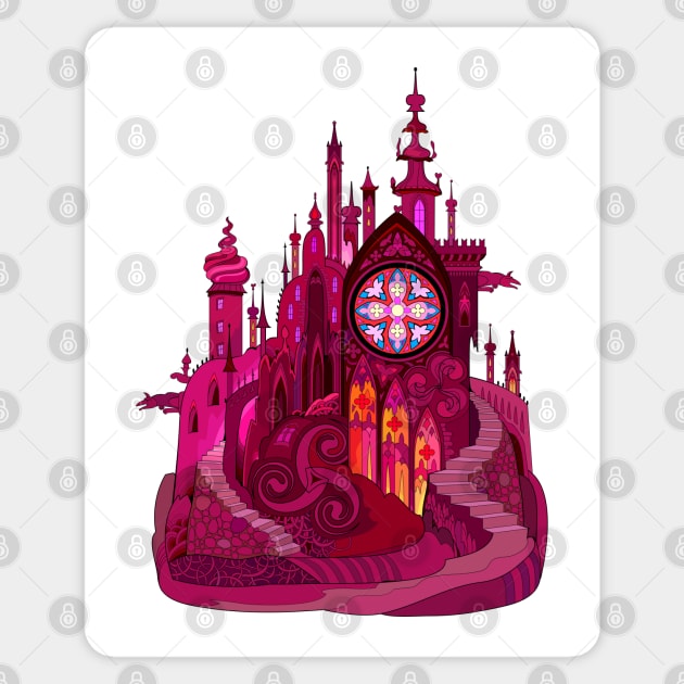 Fantasy fairy tale medieval gothic castle Sticker by Artist Natalja Cernecka